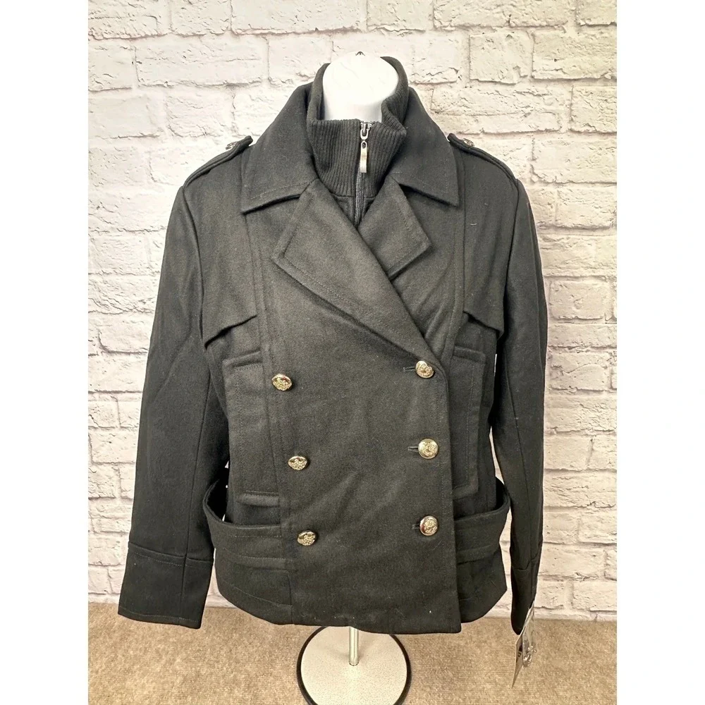 VTG Robert Philippe Women's Small Black Double Breasted Wool Blend Jacket NEW - Picture 2 of 14